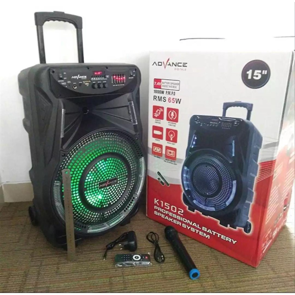 Advance Speaker Meeting K 1502 Bluetooth Aqualizer 15Inch Suara Mantap