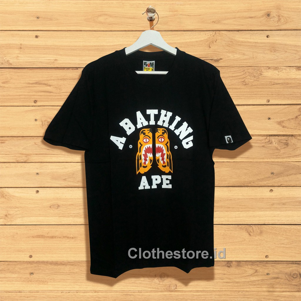 1275 KAOS TSHIRT BAPE LOGO TIGER ORANGE BLACK KAOS BAPE BAJU BAPE