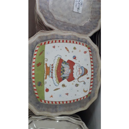 Piring Keramik Salad Plate SANGO Natal Christmas Santa Claus Anak Kecil 20 cm