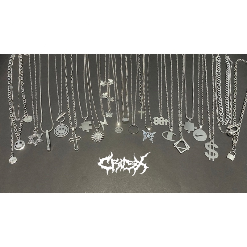 KALUNG SMILE NECKLACE / BILLIE EILISH / CROSS / THUNDER / 88 RISING / MULTILAYER PENDANT NECKLACE / SUN MOON BUTTERFLY NIKE PADLOCK KALUNG RANTAI HIP HOP CHOKER KALUNG LIONTIN STYLE KOREA CHAIN NECKLACE KALUNG SILVER TITANIUM AESTHETIC KALUNG PRIA WANITA