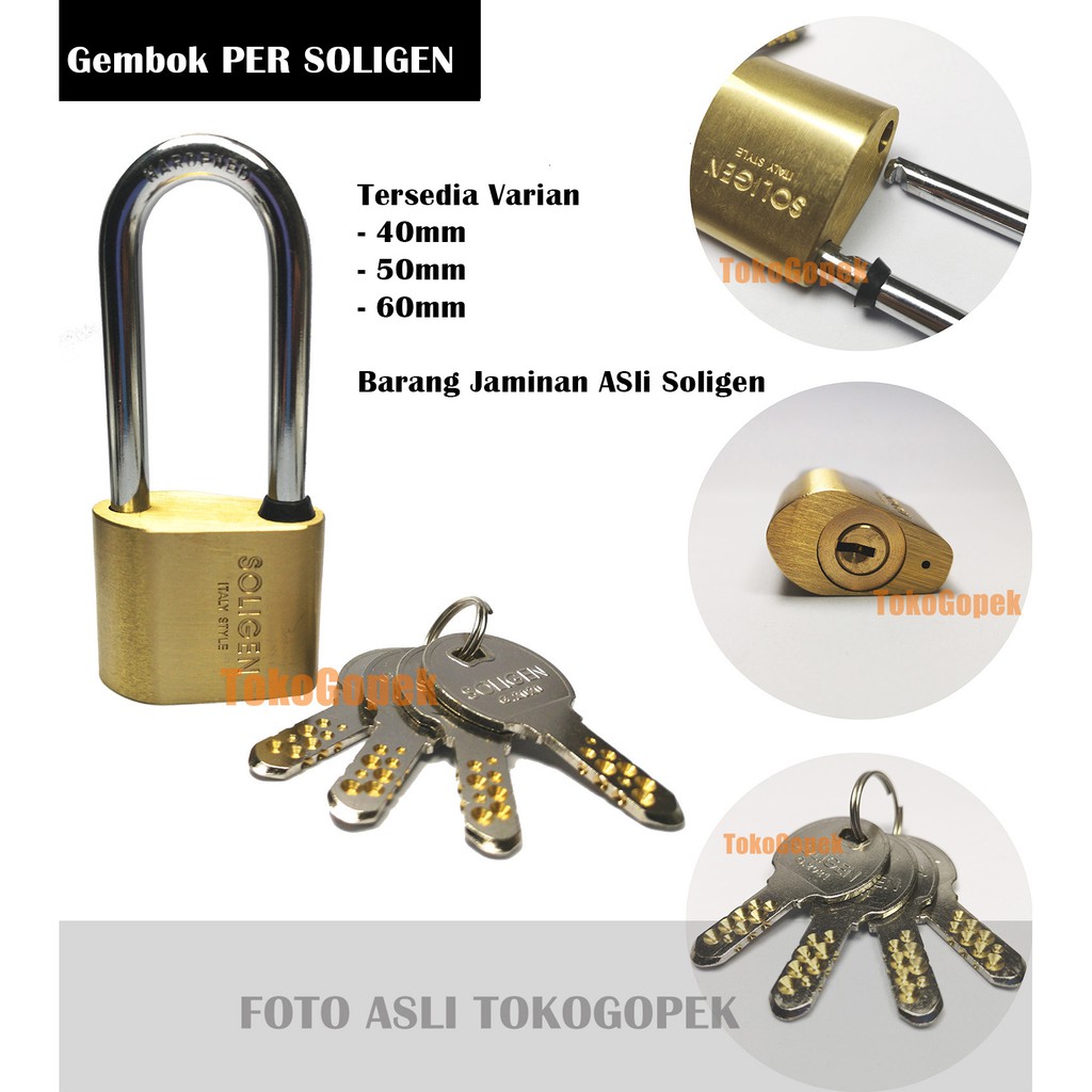 SOLIGEN Gembok PER Panjang 40mm 50mm 60mm Computer Key - Gembok Pagar