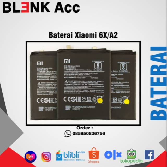 Battery Baterai Xiaomi Mi6X/ MiA2 BN36 Kualitas Original