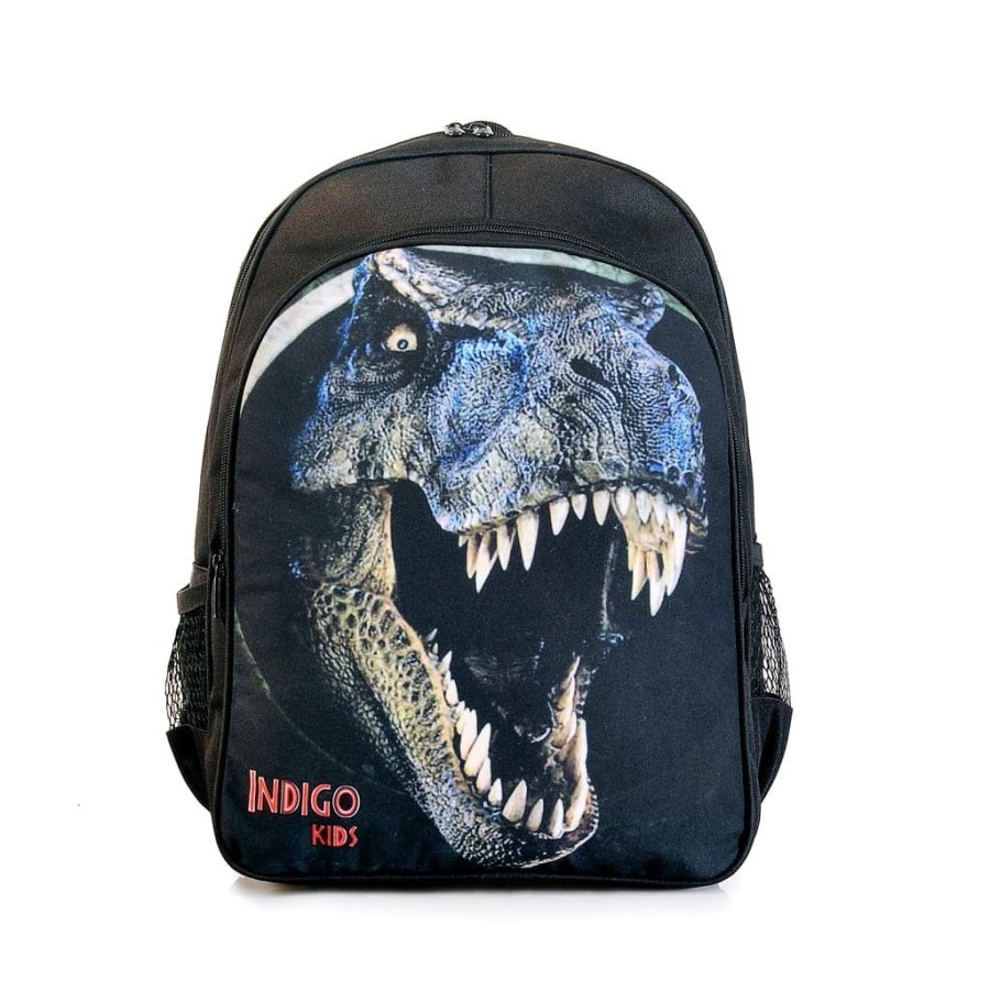 Tas Anak Laki Laki Gambar Dinosaurus Hitam Ransel Sekolah roda dorong MG 3D murah