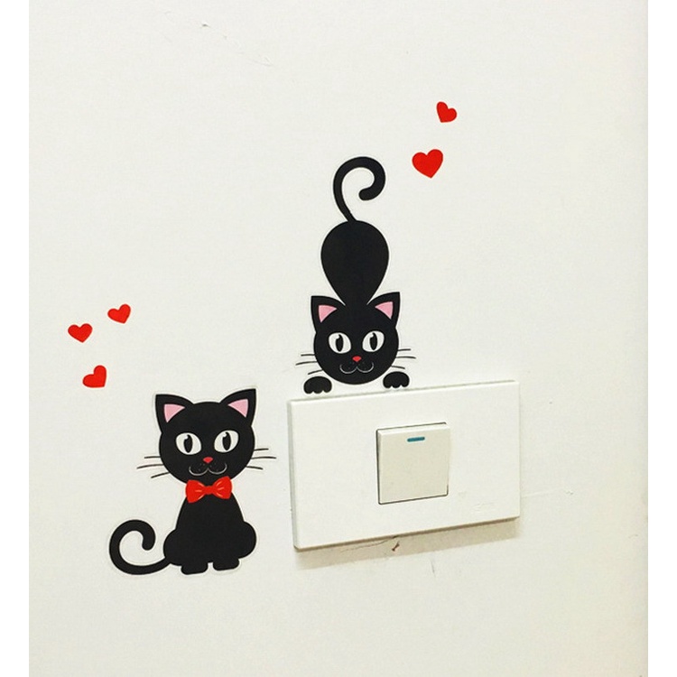 Stiker Dinding Dapur Kamar Anak Wall Sticker Sakelar Saklar Kamar Mandi Wallpaper Wolpeper walpaper Motif Kucing Termurah