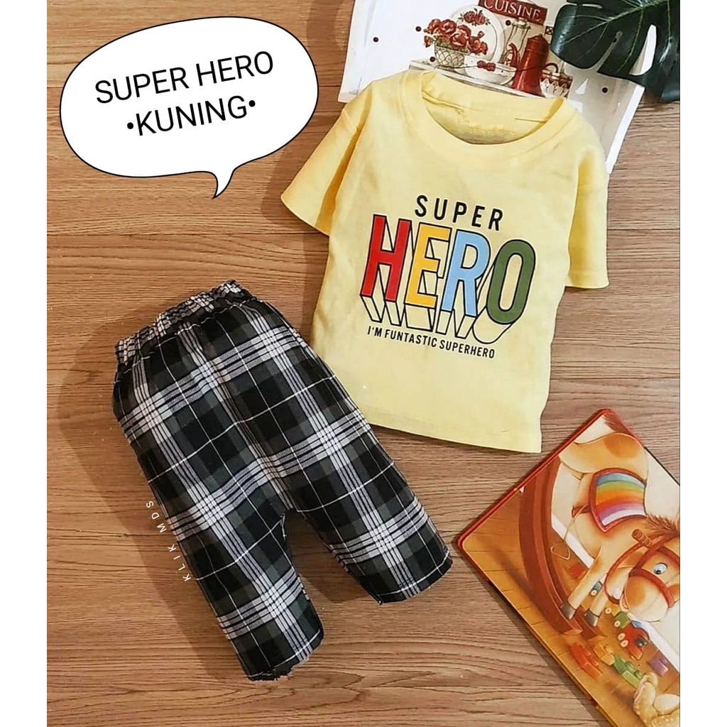 Setelan Baju Bayi Laki-Laki Motif Superhero / Setelan Anak Bayi Laki-laki