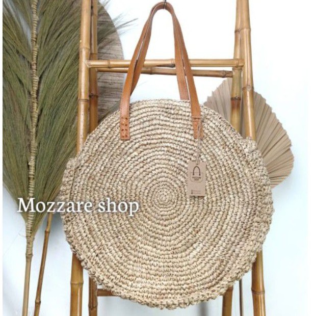 tas pantai bali gajih anyaman handmade tali kulit straw bag bali tas bali bundar