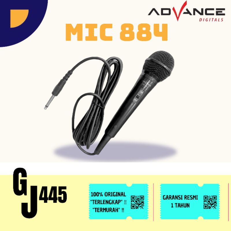 Advance MIC884 Dengan Kabel Mikrofon Dynamic Microphone Mic Karaoke Profesional Microphone / Mik Mikrofon Mikrophone