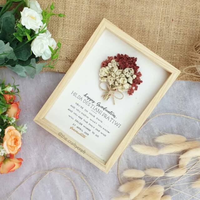 Dried Flower Frame Scrapframe Edelweis In Frame Buket Bunga Kado