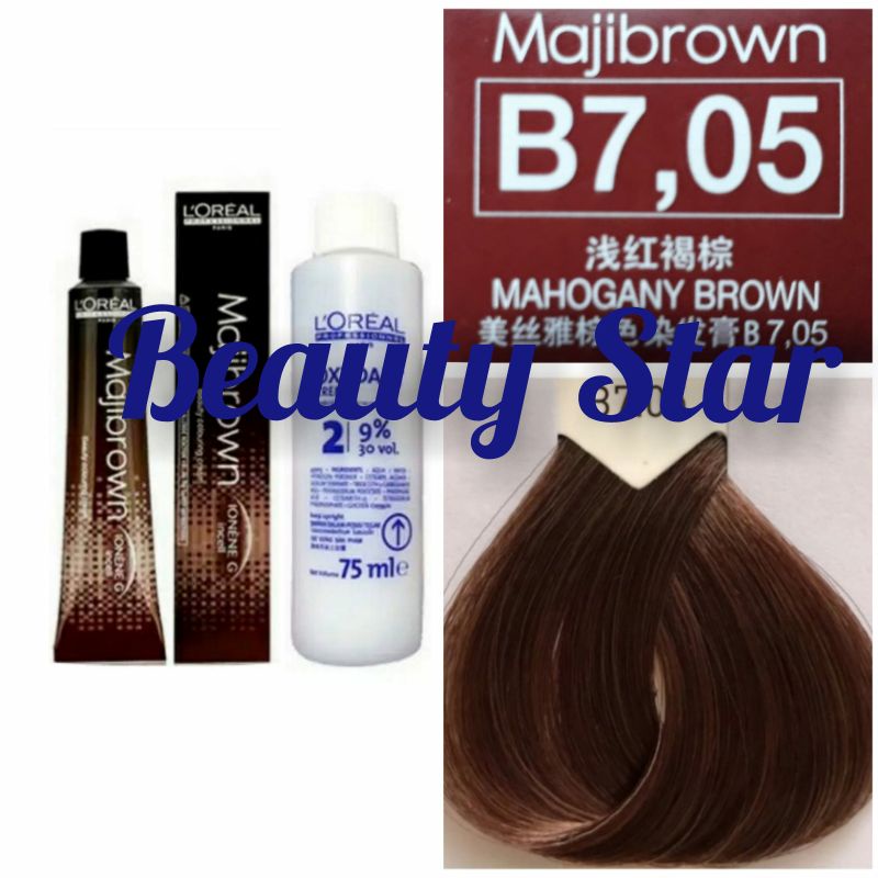 LOREAL MAJIBROWN NO. B7.05 MAHOGANY BROWN & OXYDANT 75ML