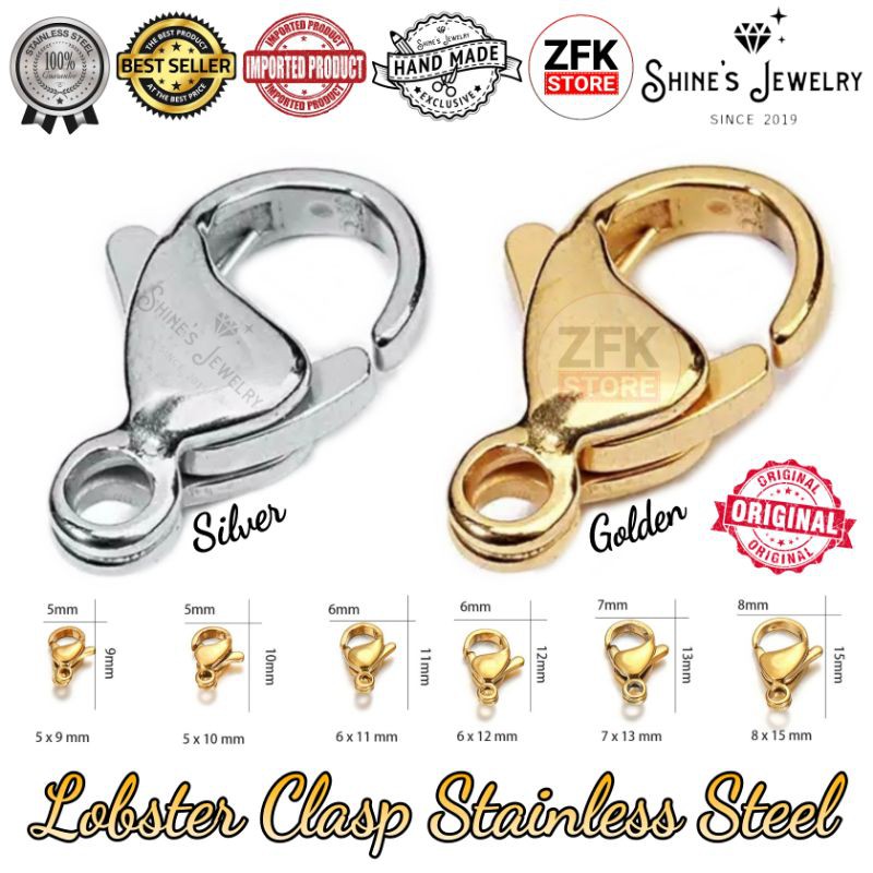 DIY Lobster claps clasp claw hook Pengait Kalung kokot udang Stainless Steel Anti Karat