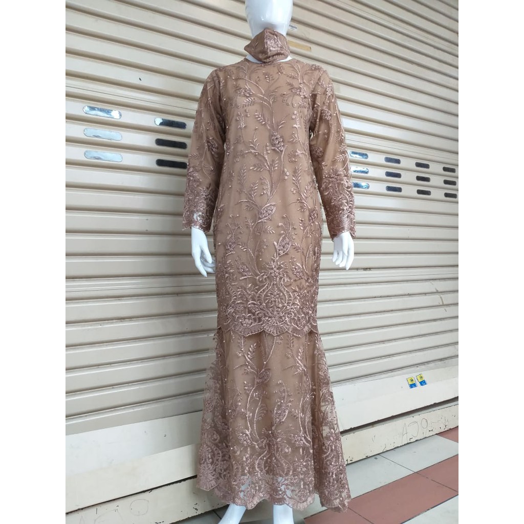 PROMO LONG GAMIS DUYUNG NASYA TULLE MUTIARA BORDIR TIMBUL / GAMIS DUYUNG TULLE  BORDIR TIMBUL