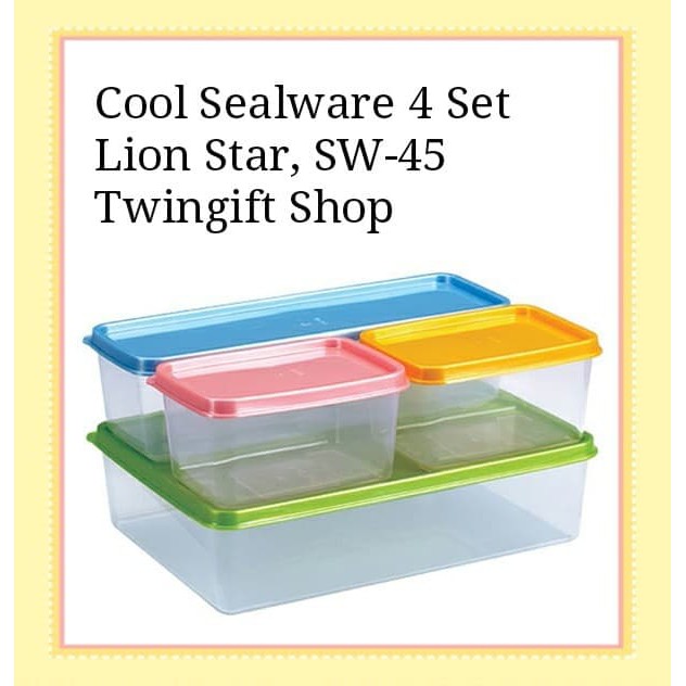 Toples Kotak 4 Set Penyimpanan Serbaguna, Lion Star-Cool Sealware.