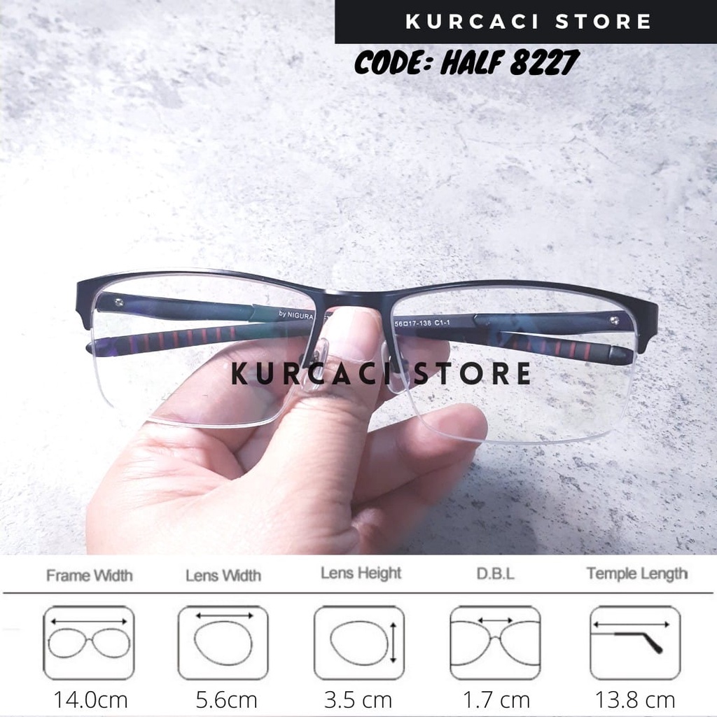 Frame Kacamata Photocromic Pria Half Frame Setengah Bingkai Kualitas Super Antiradiasi Komputer