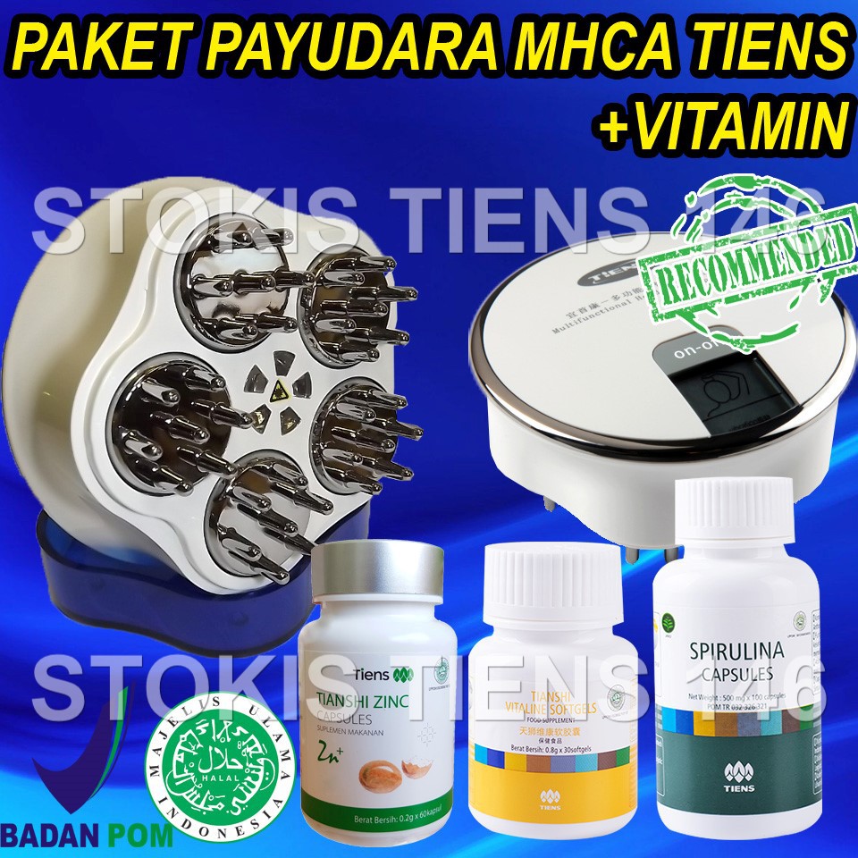 No1 Paket Pengencang Payudara MHCA Tiens+ Masker Spirulina + Vitaline + ZincB