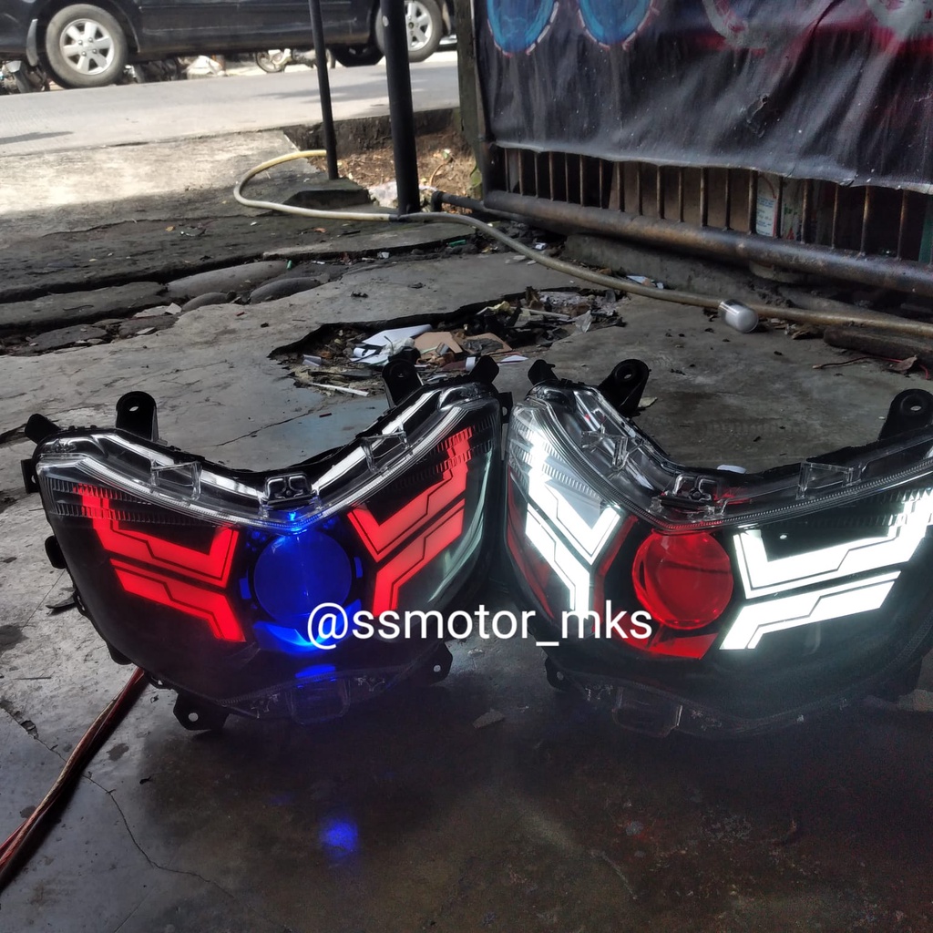 HEADLAMP / LAMPU DEPAN YAMAHA NMAX OLD / LAMA CUSTOM LAZY RGB BLUETOOTH BISA SEIN / SEN BILED  VAHID