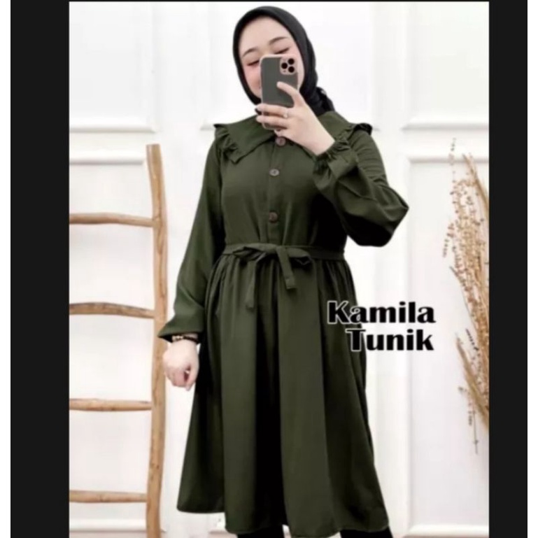 [NEW]Baju wanita KAMILA TUNIK LONG TUNIK KANCING DEPAN BUSUI PRENDLY ATASAN WANITA BAHAN MOSCREP ALL SIZE