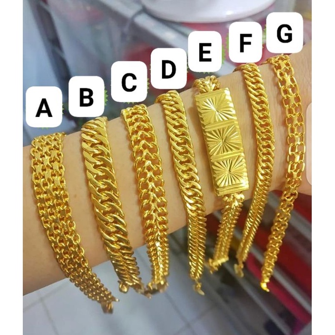 GELANG PLAT RANTAI TIKAR JALIN LAPIS EMAS 24K