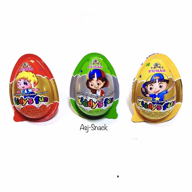 

Pusan Kiddysfun Bentuk Telur, Permen Aneka Rasa Buah Cokelat Compound Hitam Manis Aneka Warna ( 20 pcs x 5g )