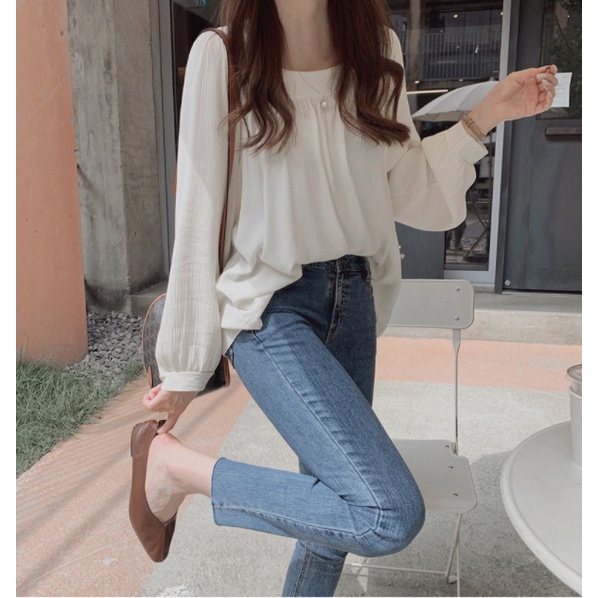 【xiaozhainv】Kemeja wanita bahan sifon satin longgar korea-COKLAT MUDA