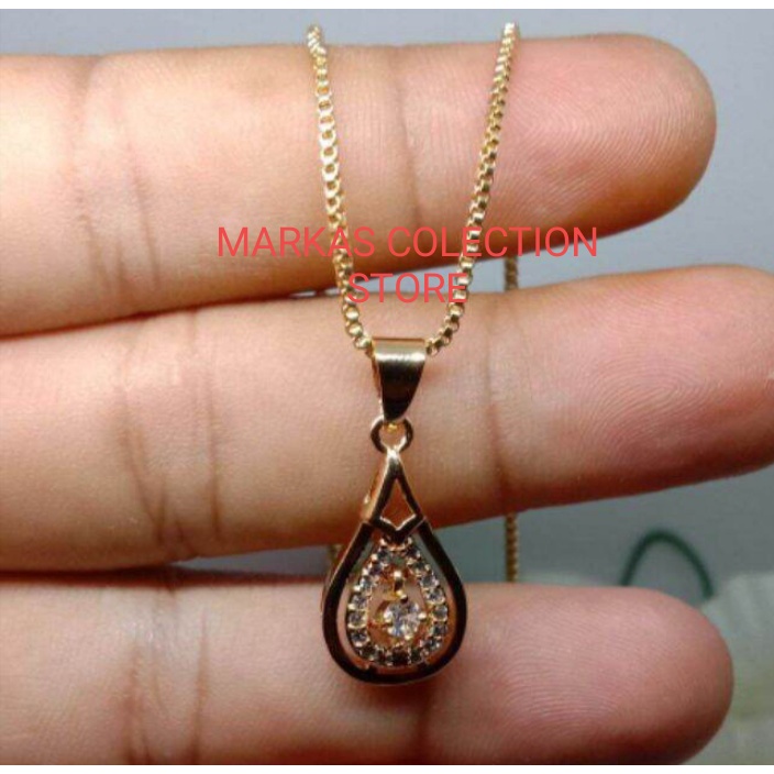 kalung titanium asli anti luntur anti karat,kalung gold liontin labu mirip emas asli