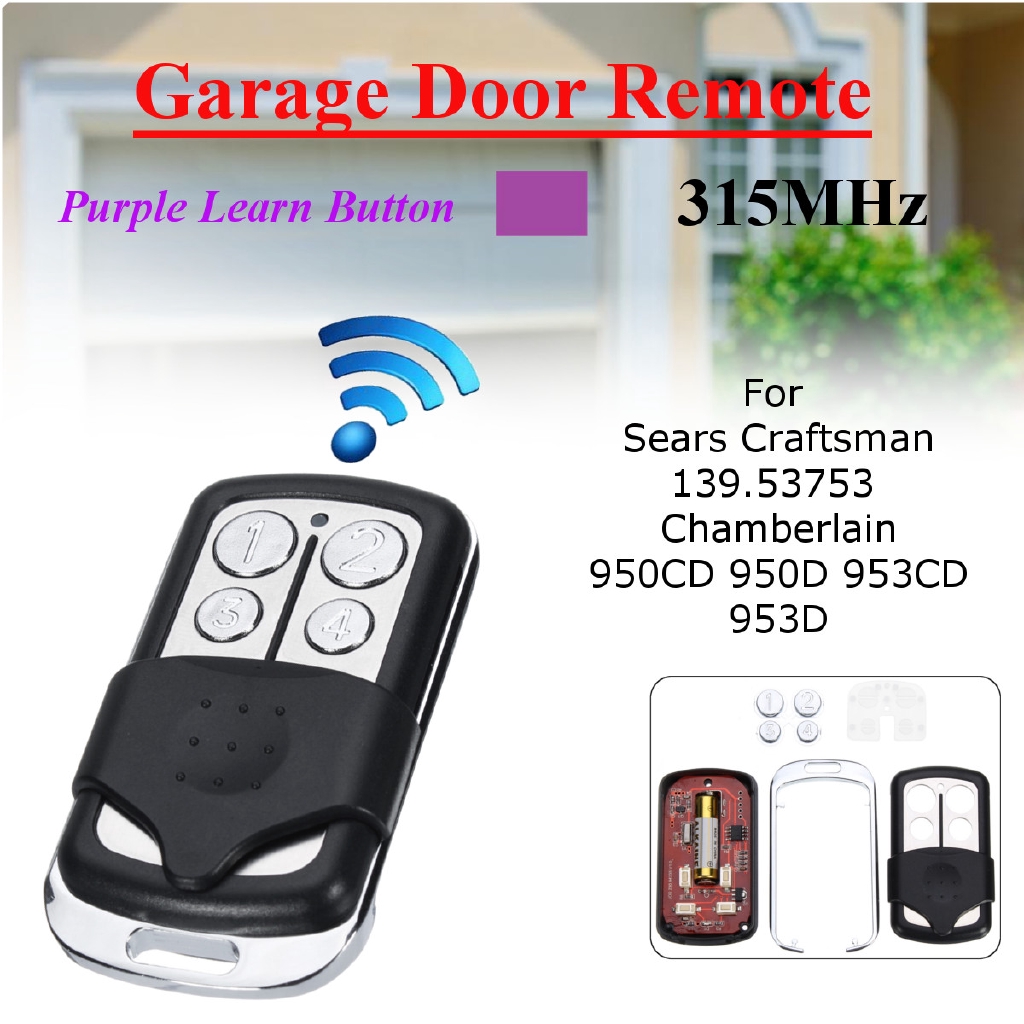 4 Button 315mhz Garage Door Remote Control For Sears Craftsman 139 53753 Hbw2028