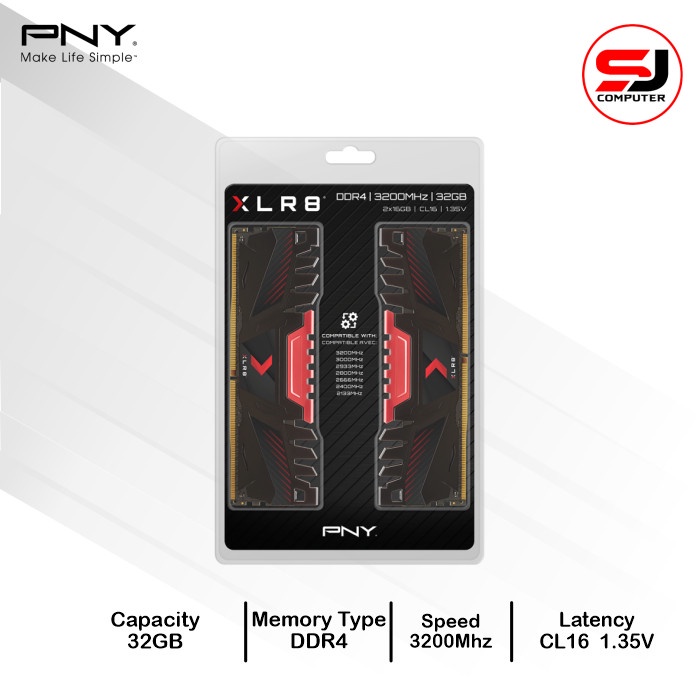 Memory Longdimm PNY XLR8 32GB (2x16GB) 3200Mhz