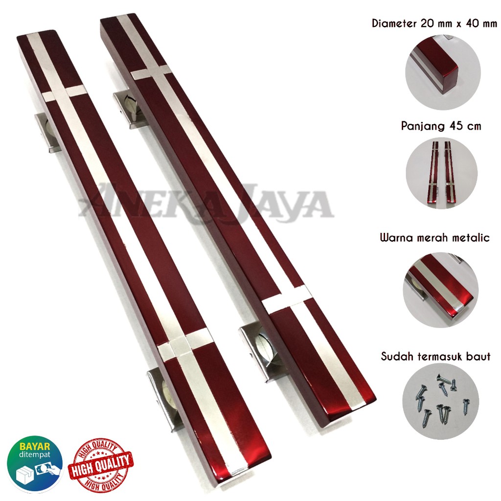 Handle Pintu rumah 45 cm Tarikan Pintu Pegangan Pintu rumah minimalis Merah stainlees steel