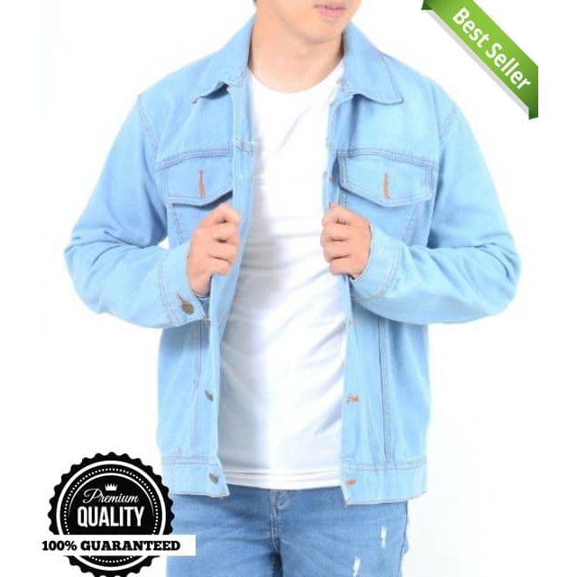 JAKET JEANS PRIA ICE BLUE/ BLUE JEANS PREMIUM QUAL FASHION DISTRO COWOK CEWEK GAYA TERBARU ABG M1L4