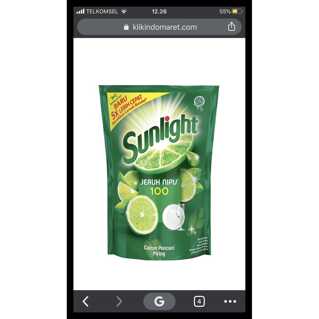 Sunlight Lime 755 Ml ( 1 Karton Isi 12 Pouch ) Terlaris
