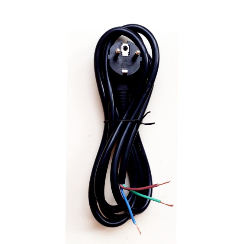 Kabel ac power buntung isi 3 hitam 2m