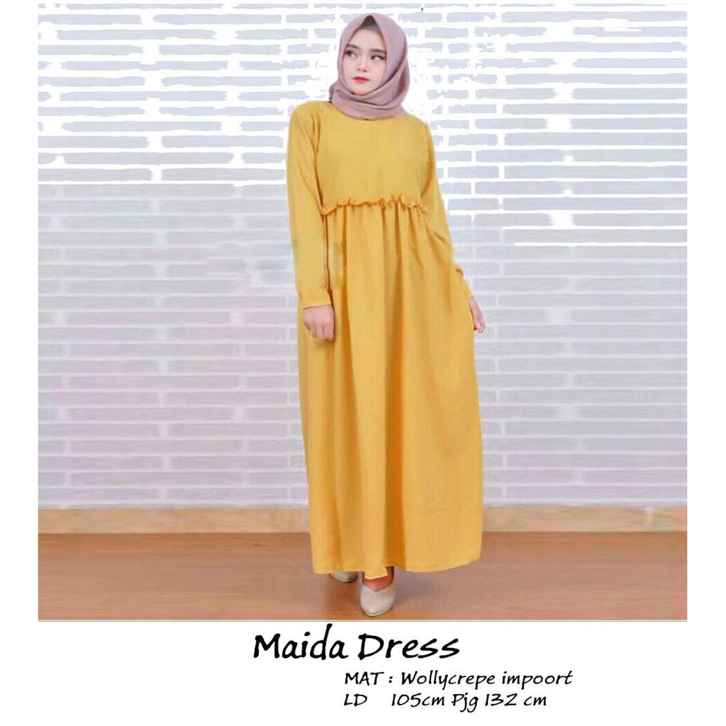 [Maxi Maida RO] Maxi dress wanita wollycrepe Varian warna