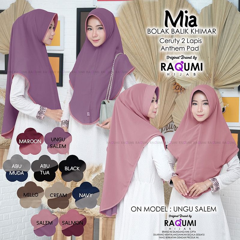 (TERBARU) MIA BOLAK BALIK KHIMAR l JILBAB l  HIJAB INSTAN TERMURAH ORI By RAQUMI X MNV
