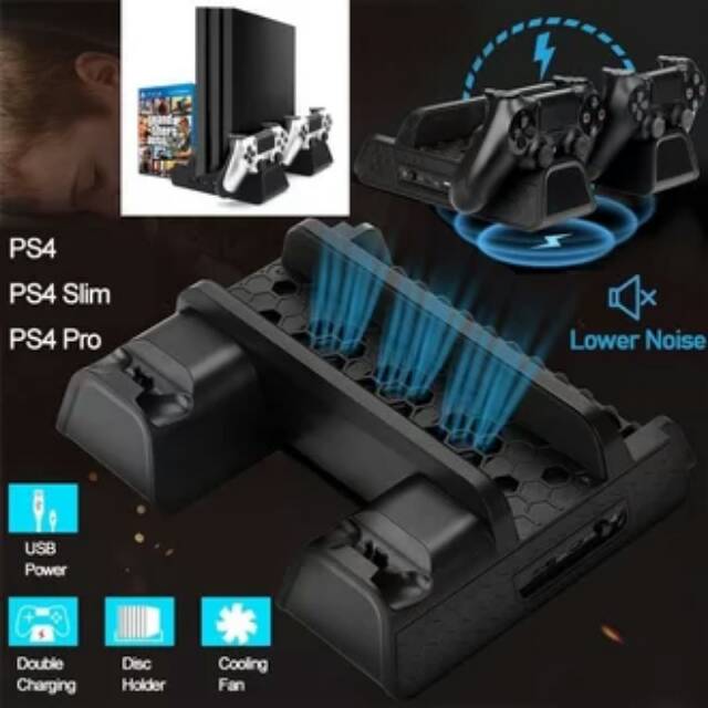 PS4 Multifungcional Dobe Cooling Vertical Stand Pendingin Ps4