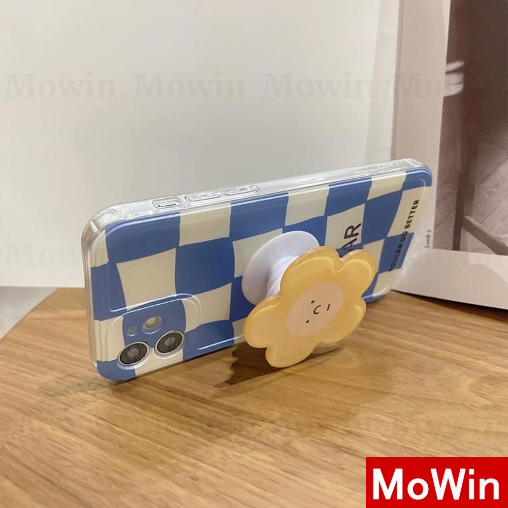 iPhone Case Silicone Soft Case Square Edge Popsocket Grip Sunflower Flower Folding Stand Airbag Stand Full Coverage Camera Protection Shockproof Blue Checkerboard Cute Style For iPhone 13 Pro Max iPhone 12 Pro Max iPhone 11 7 Plus iPhone XR Max 13 7/8/S