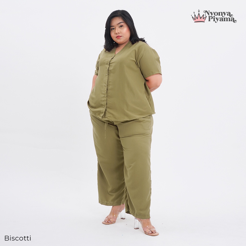 Nyonya Piyama Poly Bamboo Set Piyama Jumbo (Biscotti Polos Oversized Cozy)-6