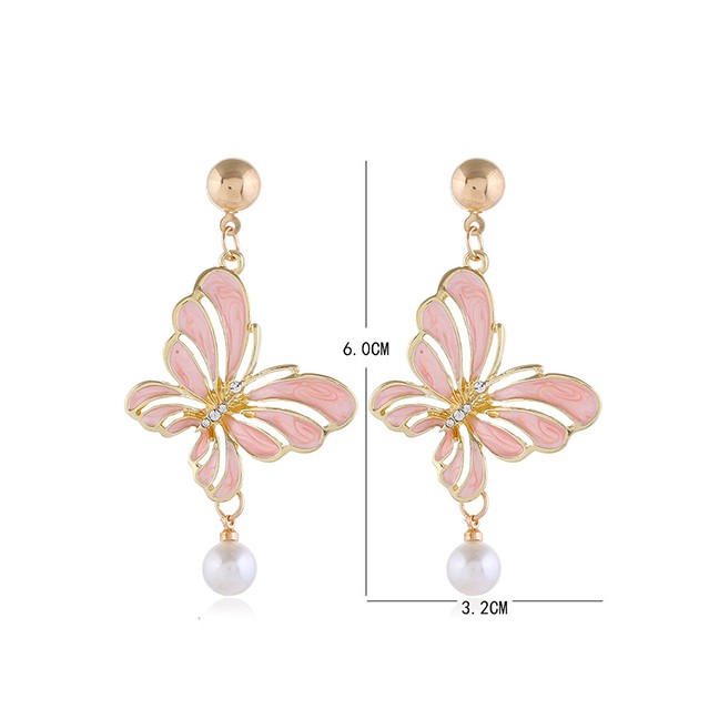 LRC Anting Tusuk Fashion Contrast-cut Hollow Butterfly And Diamond A6138X