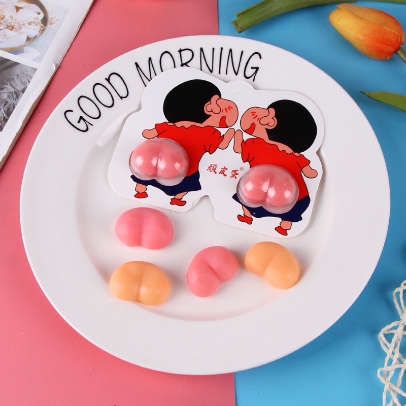 Permen Jelly gummy QQ sincan / doraemon/ rubah Bentuk bokong Lucu
