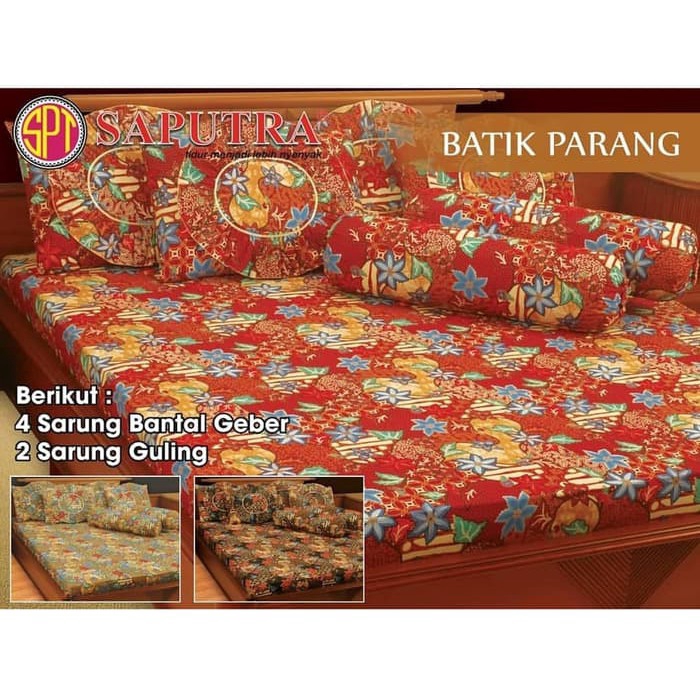 Saputra Sprei Katun 180x200 4 Bantal Batik Parang / Seprai No 1