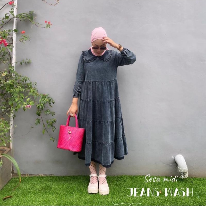 Ready Midi Dress Matt Jeans wash