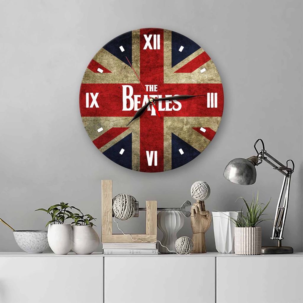 JAM DINDING KAYU UNIK BAND THE BEATLES - DEKORASI RUANGAN KAMAR - HADIAH ULANG TAHUN - BTLS S1-4