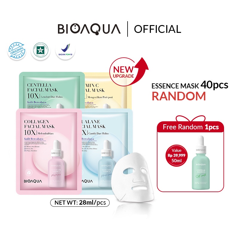 BIOAQUA Masker wajah 10X The Effect Facial Mask Whitening Moisturizing Sheet mask mix 12 pcs 20pcs