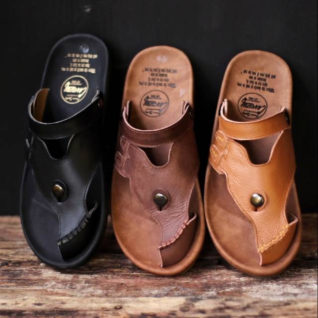 SANDAL KULIT PRIA CEVANY LUCKY BLACK BROWN TAN KULIT SAPI ASLI ORIGINAL HANDMADE