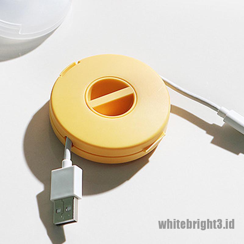 &lt; White3 &gt; Kotak Penyimpanan / Organizer Kabel Data / Charger Handphone Model Putar