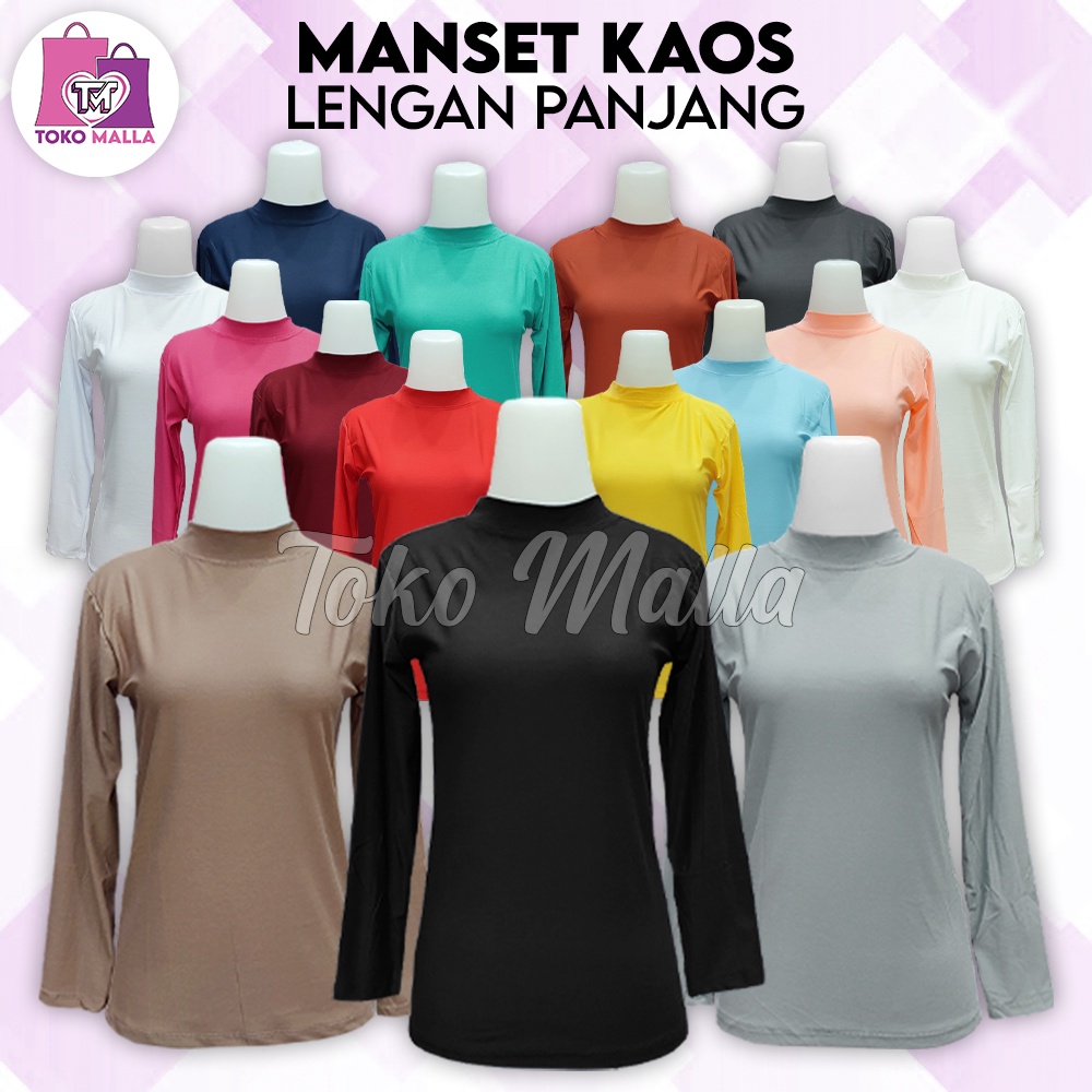 Part 2 GROSIR 10 pcs Baju manset KAOS Lengan Panjang, Bahan , Mangset Kerah Tinggi, Ukuran L,XL,XXL,
