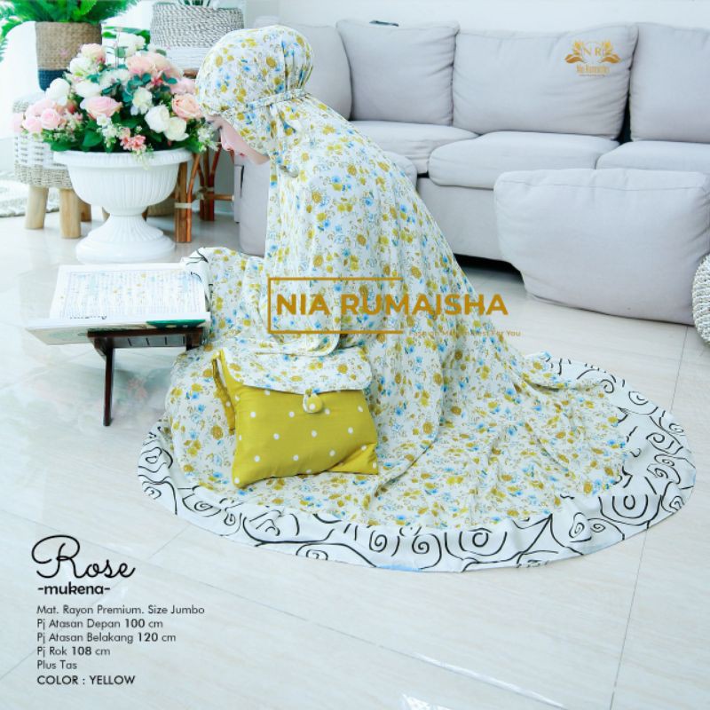 mukena rose jumbo dewasa - mukena rose mom motif bunga mawar