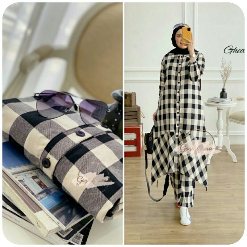Gheea set Original by gagil stelan celana panjang wanita Long Tunik Busui