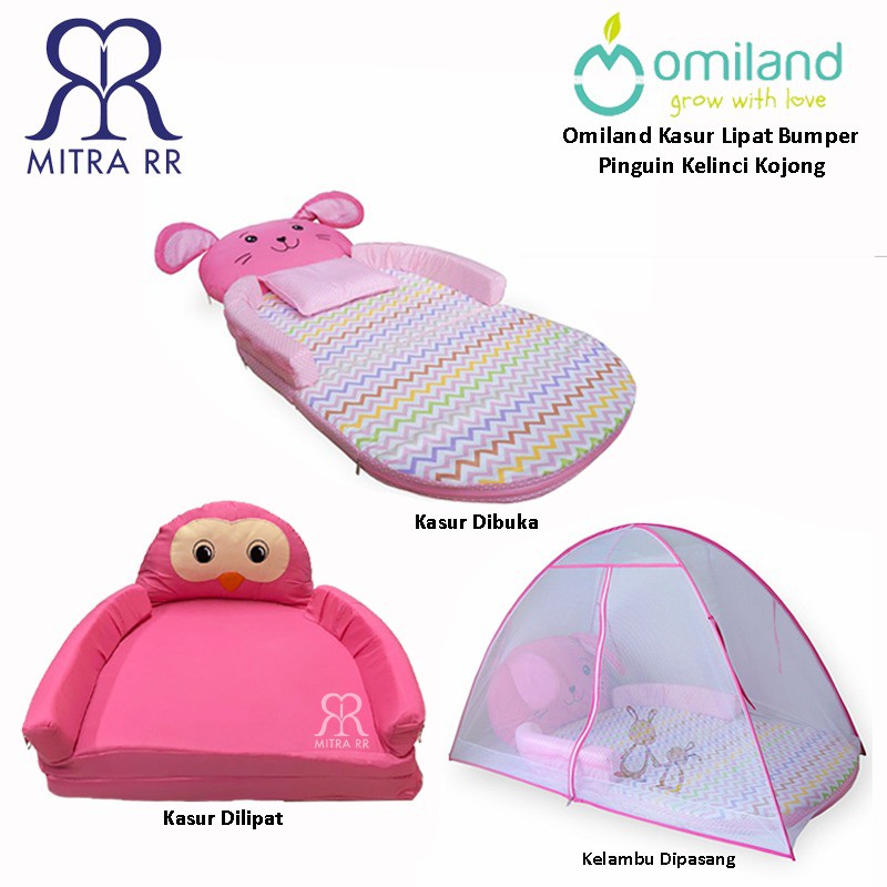 [2KG] Omiland Kasur Bayi Lipat Oval Bumper Pinguin Kelinci + Kojong ORK 2104 / 2105