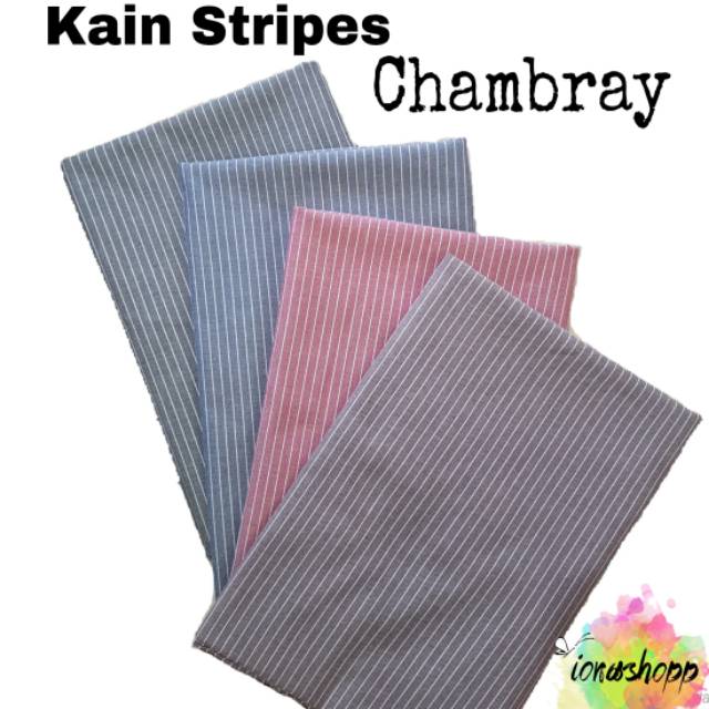 Kain Katun Oxford Stripes Chambray Lebar 150cm Shopee Indonesia