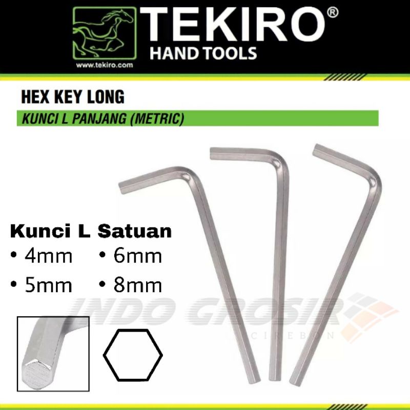 TEKIRO Kunci L 4 5 6 8 mm Panjang Long Hex Key Chrome Vanadium Steel Original
