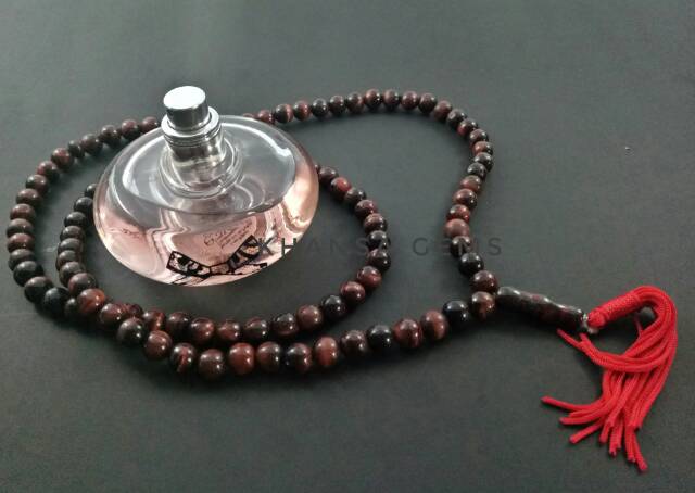 TASBIH BATU NATURAL RED TIGER EYE DIM 8 MM ISI 99 BUTIR AKSESORIES PERLENGKAPAN IBADAH SHOLAT DZIKIR FASHION MUSLIM